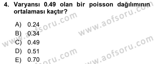 Coğrafi Bilgi Sistemleri İçin Temel İstatistik Dersi 2022 - 2023 Yılı (Final) Dönem Sonu Sınav Soruları 4. Soru