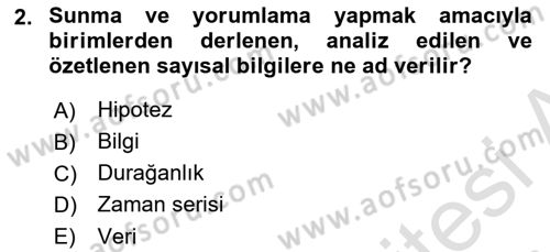 Coğrafi Bilgi Sistemleri İçin Temel İstatistik Dersi 2023 - 2024 Yılı (Vize) Ara Sınav Soruları 2. Soru