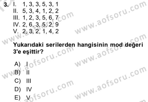 Coğrafi Bilgi Sistemleri İçin Temel İstatistik Dersi 2023 - 2024 Yılı (Final) Dönem Sonu Sınavı 3. Soru