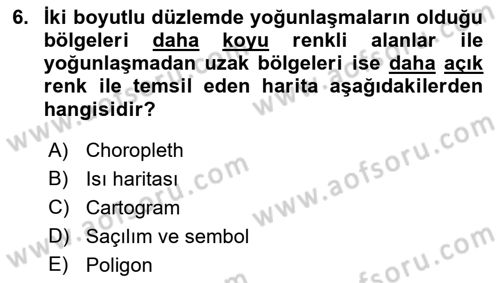 Coğrafi Bilgi Sistemleri İçin Temel İstatistik Dersi 2023 - 2024 Yılı (Final) Dönem Sonu Sınavı 6. Soru