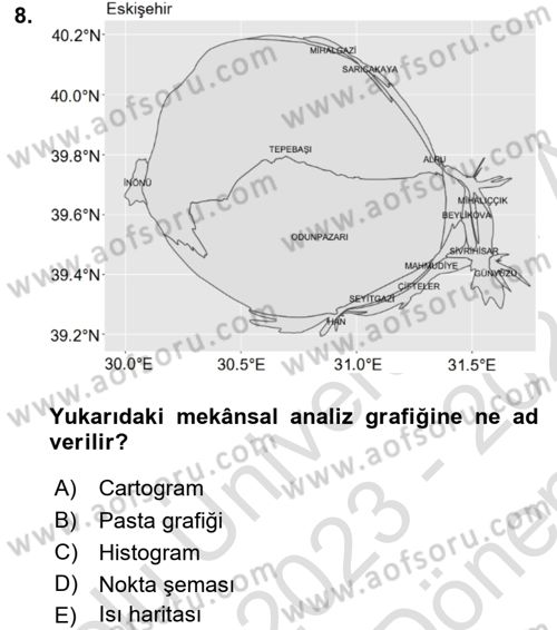 Coğrafi Bilgi Sistemleri İçin Temel İstatistik Dersi 2023 - 2024 Yılı (Final) Dönem Sonu Sınavı 8. Soru