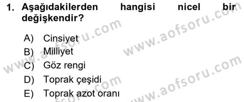 Coğrafi Bilgi Sistemleri İçin Temel İstatistik Dersi 2023 - 2024 Yılı Yaz Okulu Sınav Soruları 1. Soru