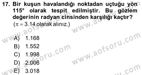 Coğrafi Bilgi Sistemleri İçin Temel İstatistik Dersi 2023 - 2024 Yılı Yaz Okulu Sınav Soruları 17. Soru