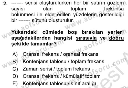 Coğrafi Bilgi Sistemleri İçin Temel İstatistik Dersi 2023 - 2024 Yılı Yaz Okulu Sınav Soruları 2. Soru