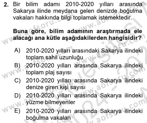 Coğrafi Bilgi Sistemleri İçin Temel İstatistik Dersi Ara Sınavı Deneme Sınav Soruları 2. Soru