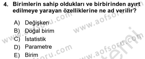 Coğrafi Bilgi Sistemleri İçin Temel İstatistik Dersi Ara Sınavı Deneme Sınav Soruları 4. Soru