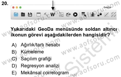 Coğrafi Bilgi Sistemleri İçin Temel İstatistik Dersi 2024 - 2025 Yılı (Final) Dönem Sonu Sınav Soruları 20. Soru