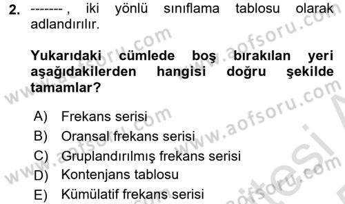 Coğrafi Bilgi Sistemleri İçin Temel İstatistik Dersi 2024 - 2025 Yılı Yaz Okulu Sınav Soruları 2. Soru