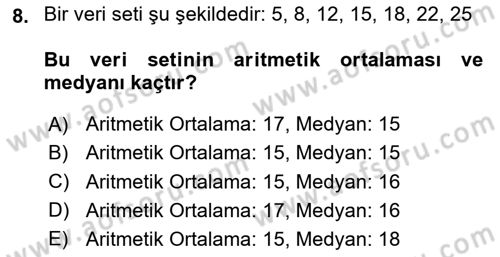 Coğrafi Bilgi Sistemleri İçin Temel İstatistik Dersi 2024 - 2025 Yılı Yaz Okulu Sınav Soruları 8. Soru