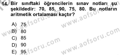 Coğrafi Bilgi Sistemleri İçin Temel İstatistik Dersi 2025 - 2026 Yılı (Vize) Ara Sınav Soruları 14. Soru
