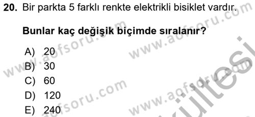 Coğrafi Bilgi Sistemleri İçin Temel İstatistik Dersi 2025 - 2026 Yılı (Vize) Ara Sınav Soruları 20. Soru