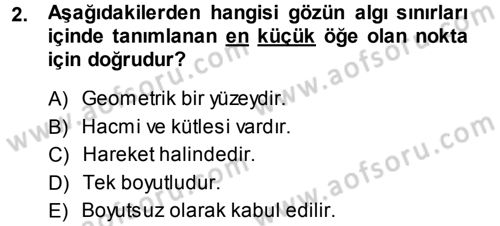 Bilgisayar Destekli Temel Tasarım Dersi 2013 - 2014 Yılı (Vize) Ara Sınav Soruları 2. Soru