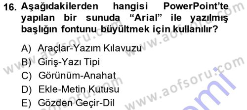 Bilgisayar Destekli Temel Tasarım Dersi 2013 - 2014 Yılı (Final) Dönem Sonu Sınav Soruları 16. Soru