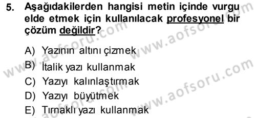 Bilgisayar Destekli Temel Tasarım Dersi 2013 - 2014 Yılı (Final) Dönem Sonu Sınav Soruları 5. Soru