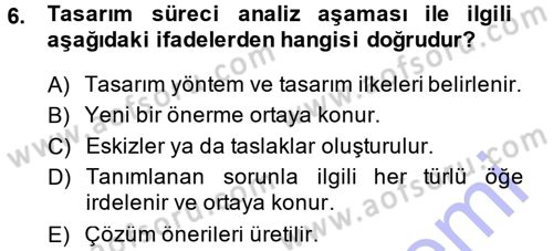 Bilgisayar Destekli Temel Tasarım Dersi 2014 - 2015 Yılı (Vize) Ara Sınav Soruları 6. Soru