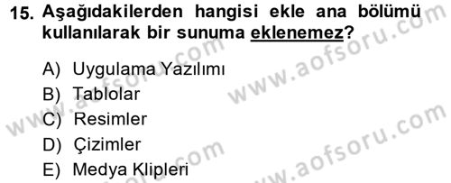 Bilgisayar Destekli Temel Tasarım Dersi 2014 - 2015 Yılı (Final) Dönem Sonu Sınav Soruları 15. Soru