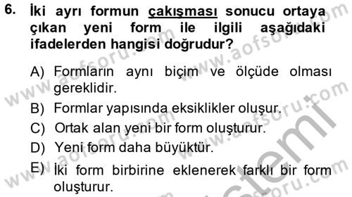 Bilgisayar Destekli Temel Tasarım Dersi 2014 - 2015 Yılı (Final) Dönem Sonu Sınav Soruları 6. Soru