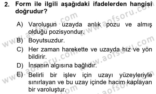 Bilgisayar Destekli Temel Tasarım Dersi Ara Sınavı Deneme Sınav Soruları 2. Soru