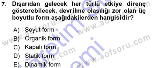Bilgisayar Destekli Temel Tasarım Dersi Ara Sınavı Deneme Sınav Soruları 7. Soru