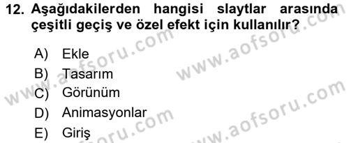 Bilgisayar Destekli Temel Tasarım Dersi 2015 - 2016 Yılı (Final) Dönem Sonu Sınav Soruları 12. Soru