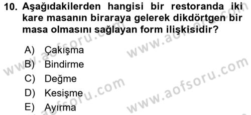 Bilgisayar Destekli Temel Tasarım Dersi 2016 - 2017 Yılı (Vize) Ara Sınav Soruları 10. Soru