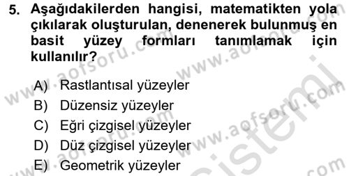Bilgisayar Destekli Temel Tasarım Dersi 2016 - 2017 Yılı (Vize) Ara Sınav Soruları 5. Soru