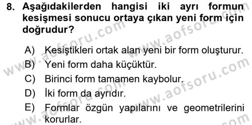 Bilgisayar Destekli Temel Tasarım Dersi 2016 - 2017 Yılı (Vize) Ara Sınav Soruları 8. Soru