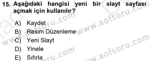 Bilgisayar Destekli Temel Tasarım Dersi 2016 - 2017 Yılı (Final) Dönem Sonu Sınav Soruları 15. Soru
