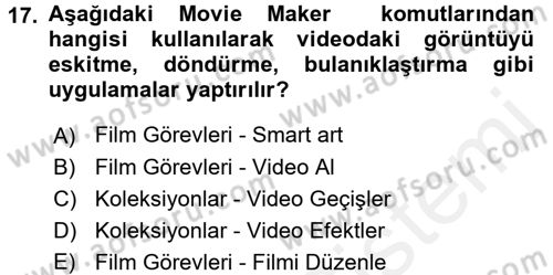 Bilgisayar Destekli Temel Tasarım Dersi 2016 - 2017 Yılı (Final) Dönem Sonu Sınav Soruları 17. Soru