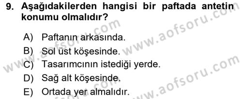 Bilgisayar Destekli Temel Tasarım Dersi 2016 - 2017 Yılı (Final) Dönem Sonu Sınav Soruları 9. Soru