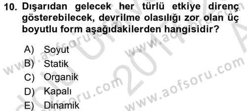 Bilgisayar Destekli Temel Tasarım Dersi Ara Sınavı Deneme Sınav Soruları 10. Soru