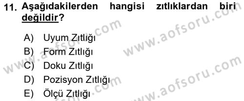 Bilgisayar Destekli Temel Tasarım Dersi 2017 - 2018 Yılı (Vize) Ara Sınav Soruları 11. Soru
