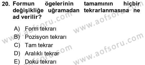 Bilgisayar Destekli Temel Tasarım Dersi Ara Sınavı Deneme Sınav Soruları 20. Soru