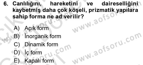 Bilgisayar Destekli Temel Tasarım Dersi Ara Sınavı Deneme Sınav Soruları 6. Soru