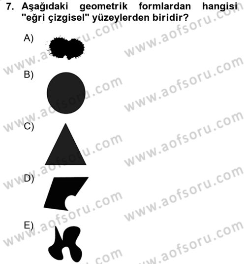 Bilgisayar Destekli Temel Tasarım Dersi Ara Sınavı Deneme Sınav Soruları 7. Soru