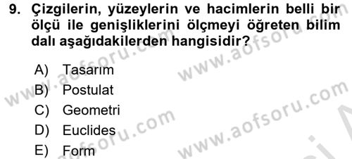 Bilgisayar Destekli Temel Tasarım Dersi Ara Sınavı Deneme Sınav Soruları 9. Soru