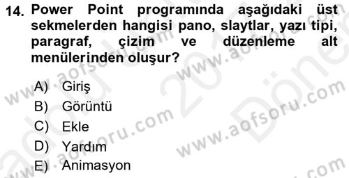 Bilgisayar Destekli Temel Tasarım Dersi 2017 - 2018 Yılı (Final) Dönem Sonu Sınav Soruları 14. Soru