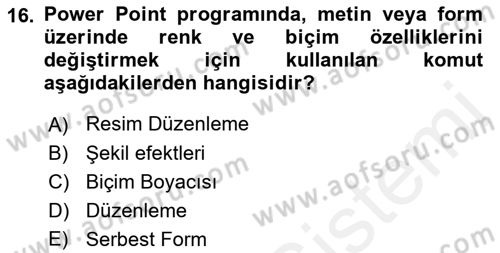Bilgisayar Destekli Temel Tasarım Dersi 2017 - 2018 Yılı (Final) Dönem Sonu Sınav Soruları 16. Soru