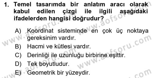 Bilgisayar Destekli Temel Tasarım Dersi 2019 - 2020 Yılı (Vize) Ara Sınav Soruları 1. Soru