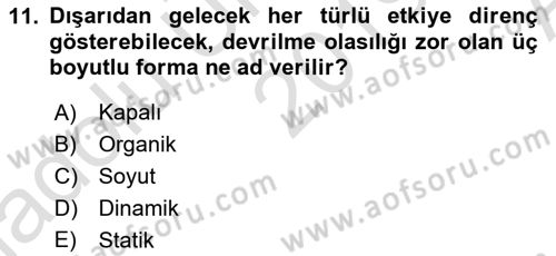 Bilgisayar Destekli Temel Tasarım Dersi 2019 - 2020 Yılı (Vize) Ara Sınav Soruları 11. Soru