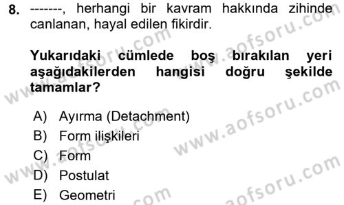Bilgisayar Destekli Temel Tasarım Dersi 2019 - 2020 Yılı (Vize) Ara Sınav Soruları 8. Soru