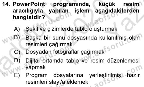 Bilgisayar Destekli Temel Tasarım Dersi 2020 - 2021 Yılı Yaz Okulu Sınav Soruları 14. Soru