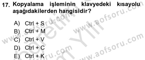 Bilgisayar Destekli Temel Tasarım Dersi 2020 - 2021 Yılı Yaz Okulu Sınav Soruları 17. Soru