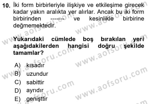 Bilgisayar Destekli Temel Tasarım Dersi Ara Sınavı Deneme Sınav Soruları 10. Soru