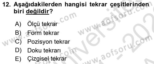 Bilgisayar Destekli Temel Tasarım Dersi 2021 - 2022 Yılı (Vize) Ara Sınav Soruları 12. Soru