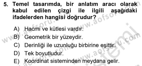 Bilgisayar Destekli Temel Tasarım Dersi 2021 - 2022 Yılı (Vize) Ara Sınav Soruları 5. Soru