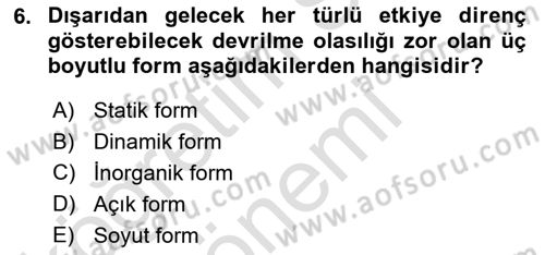 Bilgisayar Destekli Temel Tasarım Dersi 2021 - 2022 Yılı (Vize) Ara Sınav Soruları 6. Soru