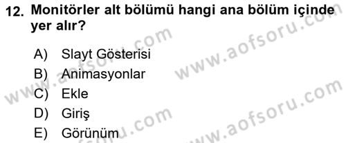 Bilgisayar Destekli Temel Tasarım Dersi 2021 - 2022 Yılı (Final) Dönem Sonu Sınav Soruları 12. Soru