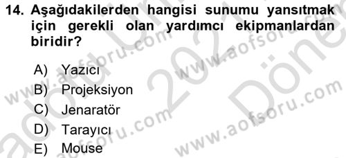 Bilgisayar Destekli Temel Tasarım Dersi 2021 - 2022 Yılı (Final) Dönem Sonu Sınav Soruları 14. Soru