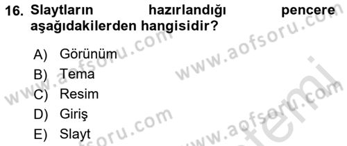 Bilgisayar Destekli Temel Tasarım Dersi 2021 - 2022 Yılı (Final) Dönem Sonu Sınav Soruları 16. Soru